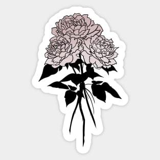 Tattoo Style Black and Pink Rose Trio Sticker